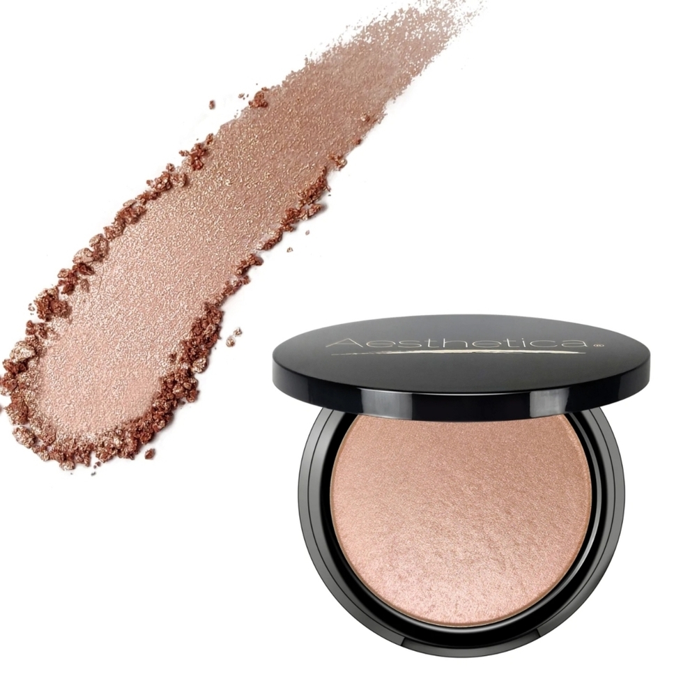 Aesthetica starlite rose gold highlighter  metallic shimmer highlighting powder
